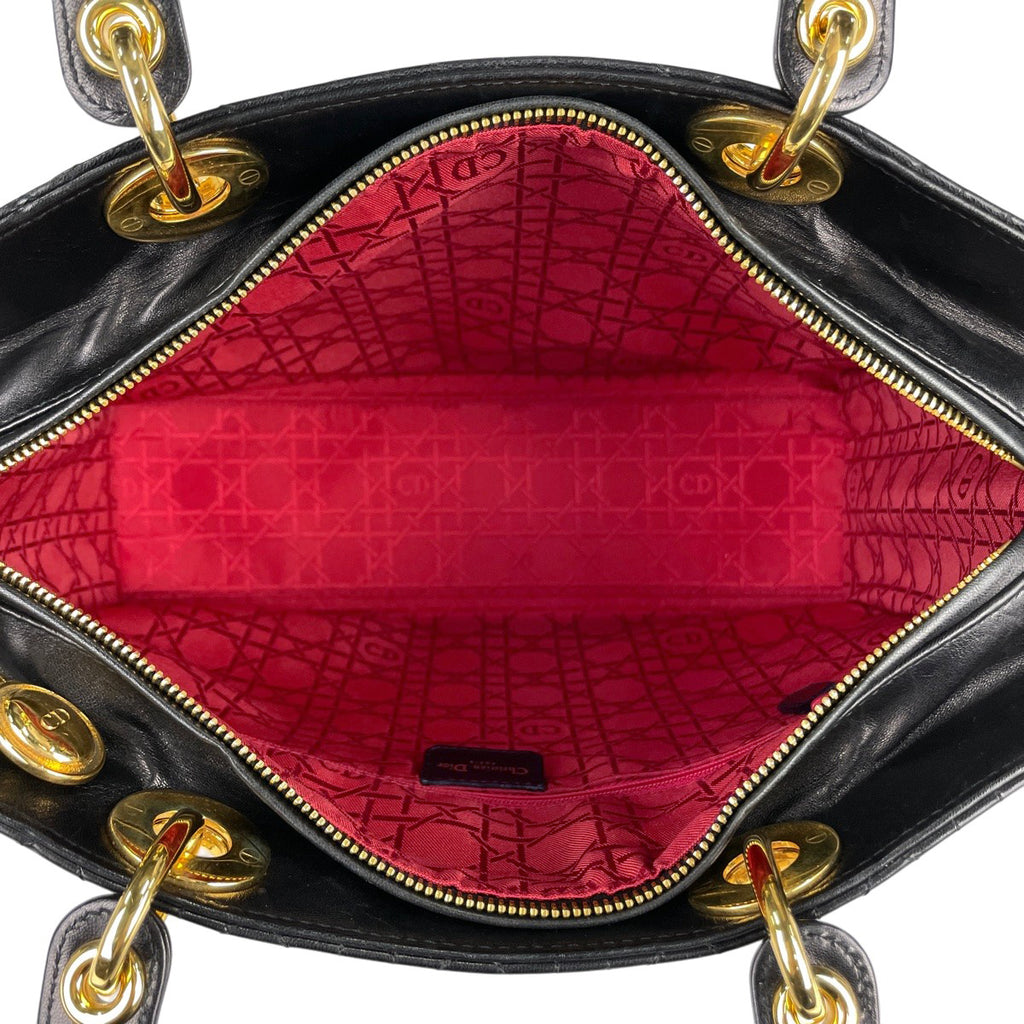 クリスチャンディオール レディディオール カナージュ ハンドバッグ レザー ブラック レディース 【中古】brbag