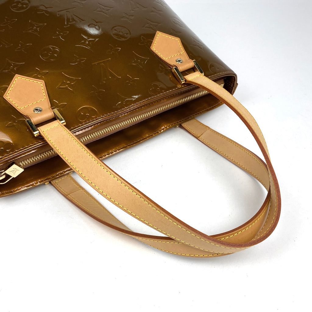 ルイ・ヴィトン ヒューストン ハンドバッグ エナメル パテント トートバッグ モノグラムヴェルニ ブロンズ M91122 レディース 【中古】brbag