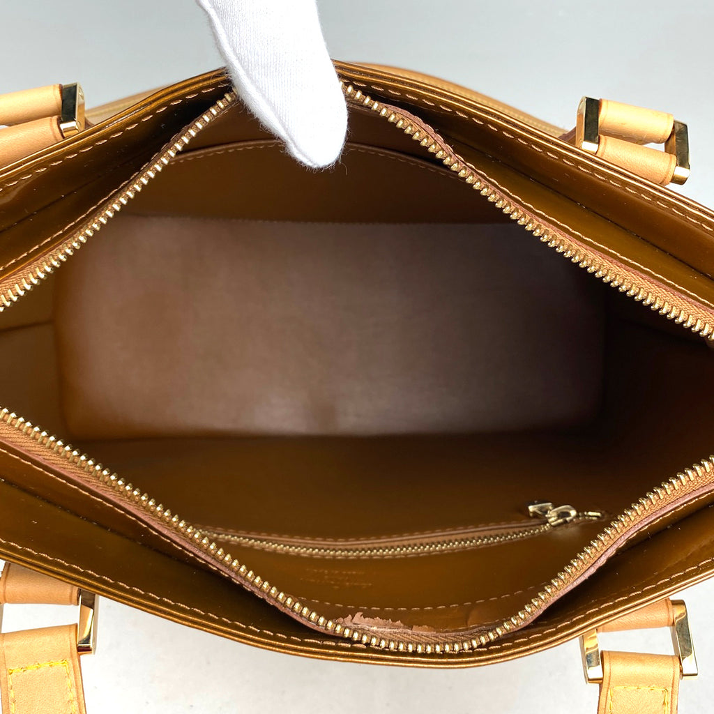ルイ・ヴィトン ヒューストン ハンドバッグ エナメル パテント トートバッグ モノグラムヴェルニ ブロンズ M91122 レディース 【中古】brbag