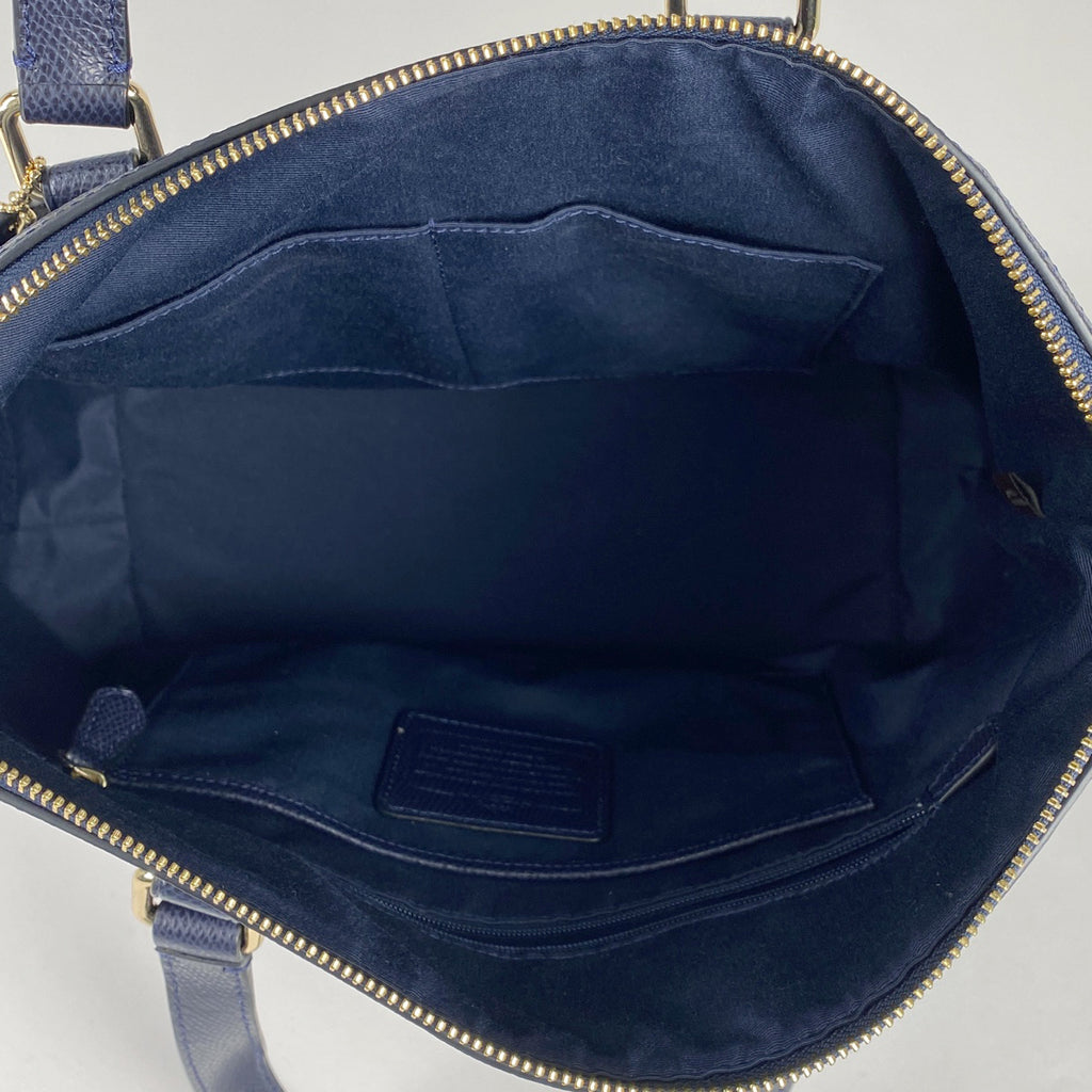 コーチ ロゴ トートバッグ 2WAY ショルダーバッグ トートバッグ レザー ネイビー レディース 【中古】