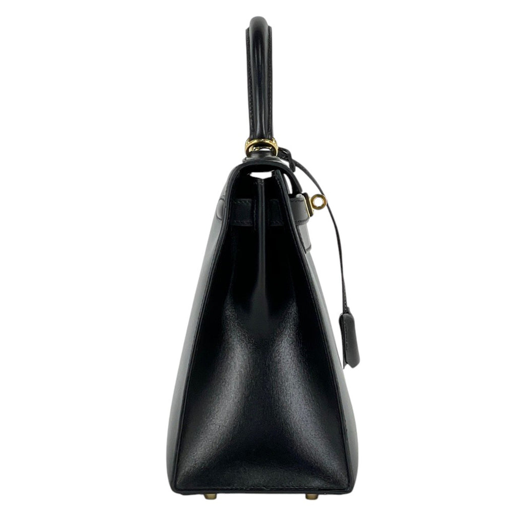 エルメス ケリー 28 2WAY ショルダーバッグ 外縫い ハンドバッグ ボックスカーフ ブラック □D レディース 【中古】brbag