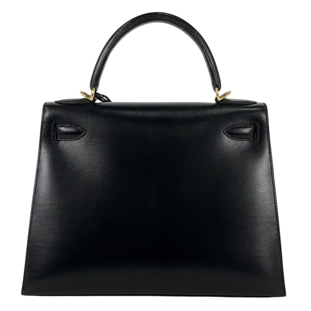 エルメス ケリー 28 2WAY ショルダーバッグ 外縫い ハンドバッグ ボックスカーフ ブラック □D レディース 【中古】brbag