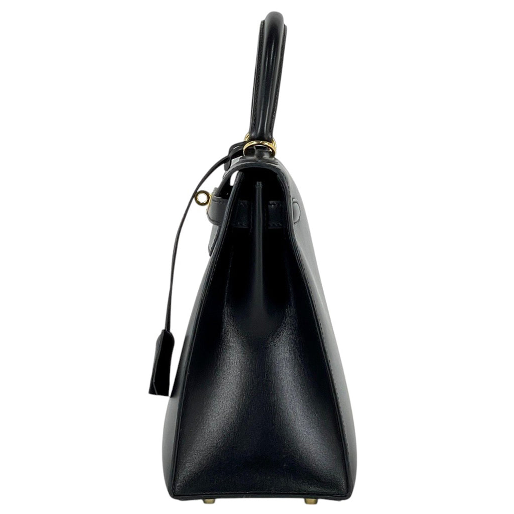 エルメス ケリー 28 2WAY ショルダーバッグ 外縫い ハンドバッグ ボックスカーフ ブラック □D レディース 【中古】brbag