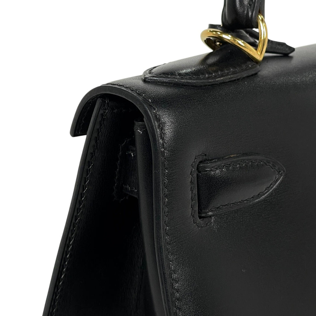 エルメス ケリー 28 2WAY ショルダーバッグ 外縫い ハンドバッグ ボックスカーフ ブラック □D レディース 【中古】brbag