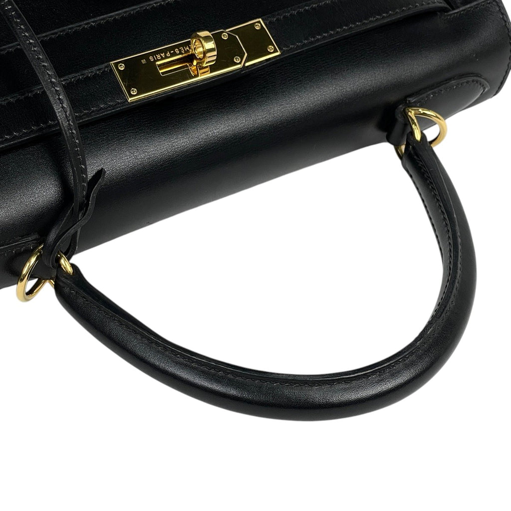 エルメス ケリー 28 2WAY ショルダーバッグ 外縫い ハンドバッグ ボックスカーフ ブラック □D レディース 【中古】brbag