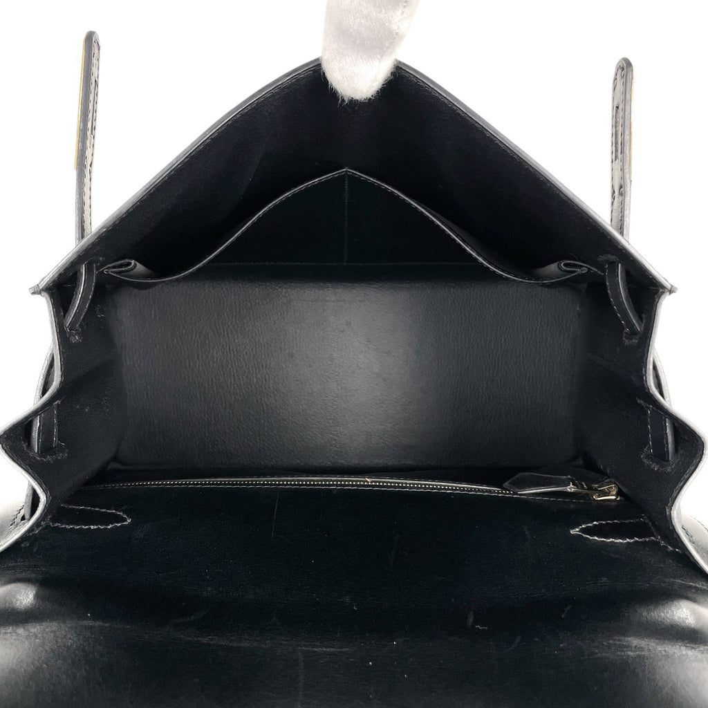 エルメス ケリー 28 2WAY ショルダーバッグ 外縫い ハンドバッグ ボックスカーフ ブラック □D レディース 【中古】brbag