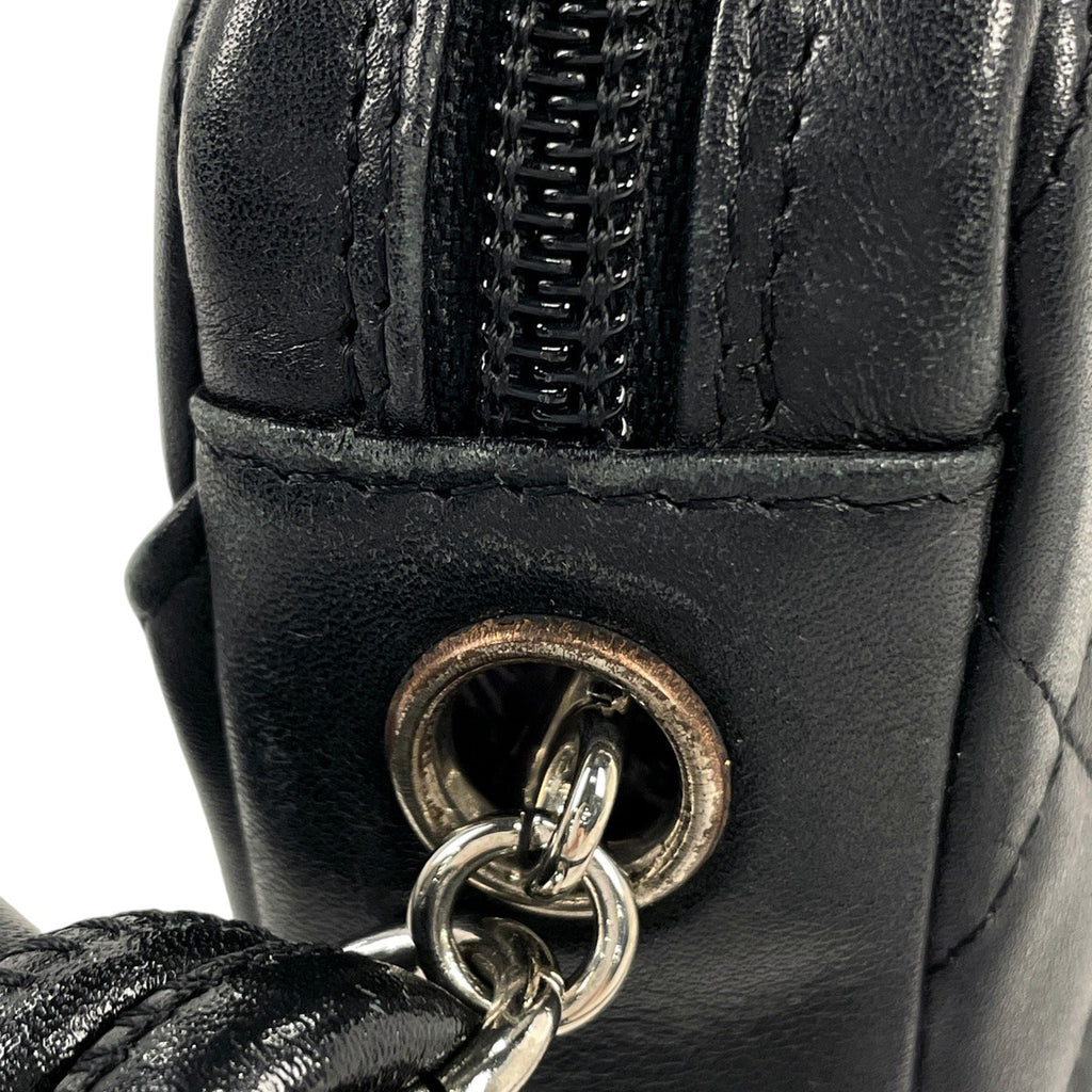 シャネル カンボンライン アクセサリーポーチ ココマーク ハンドバッグ アクセサリーポーチ レザー ブラック レディース 【中古】brbag