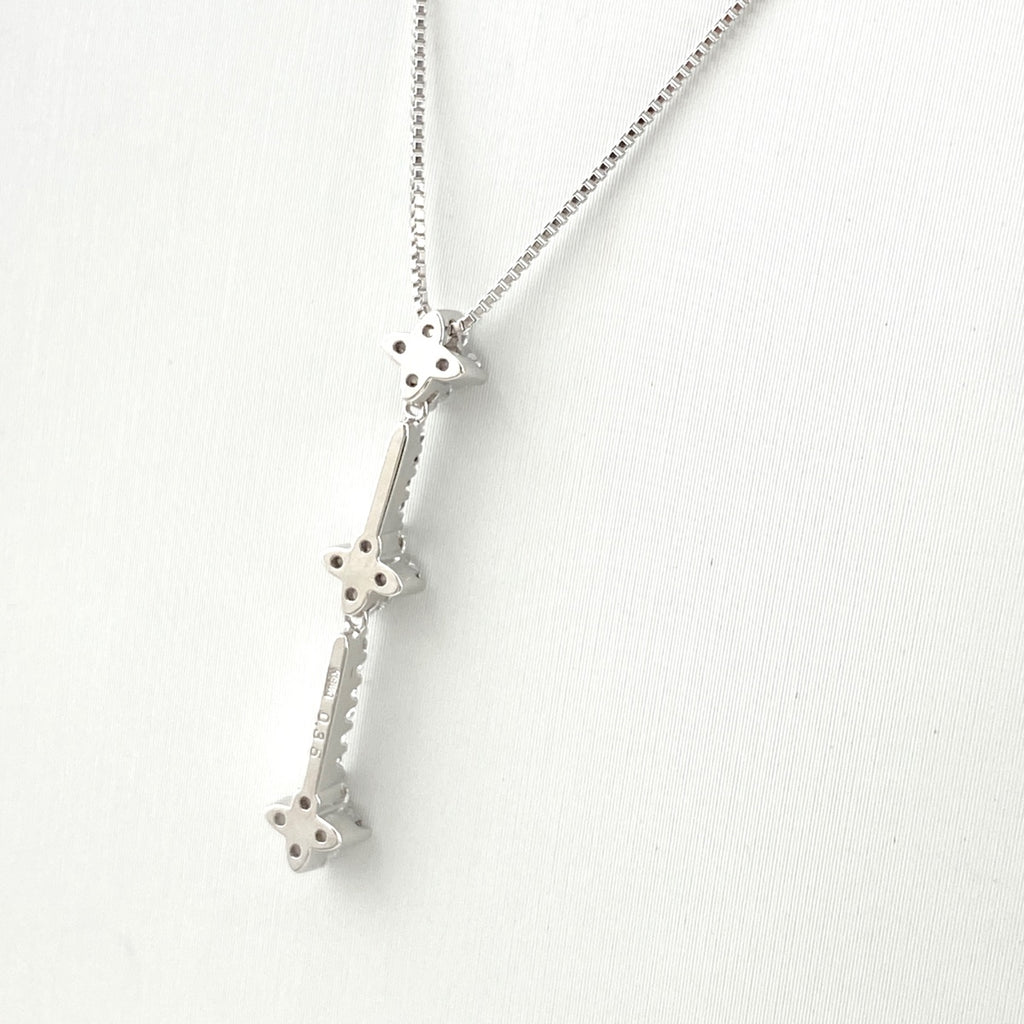 【在庫一掃】 メレダイヤ デザインネックレス WG ホワイトゴールド ペンダント ネックレス K18 WG ダイヤモンド レディース 【中古】nbjwl