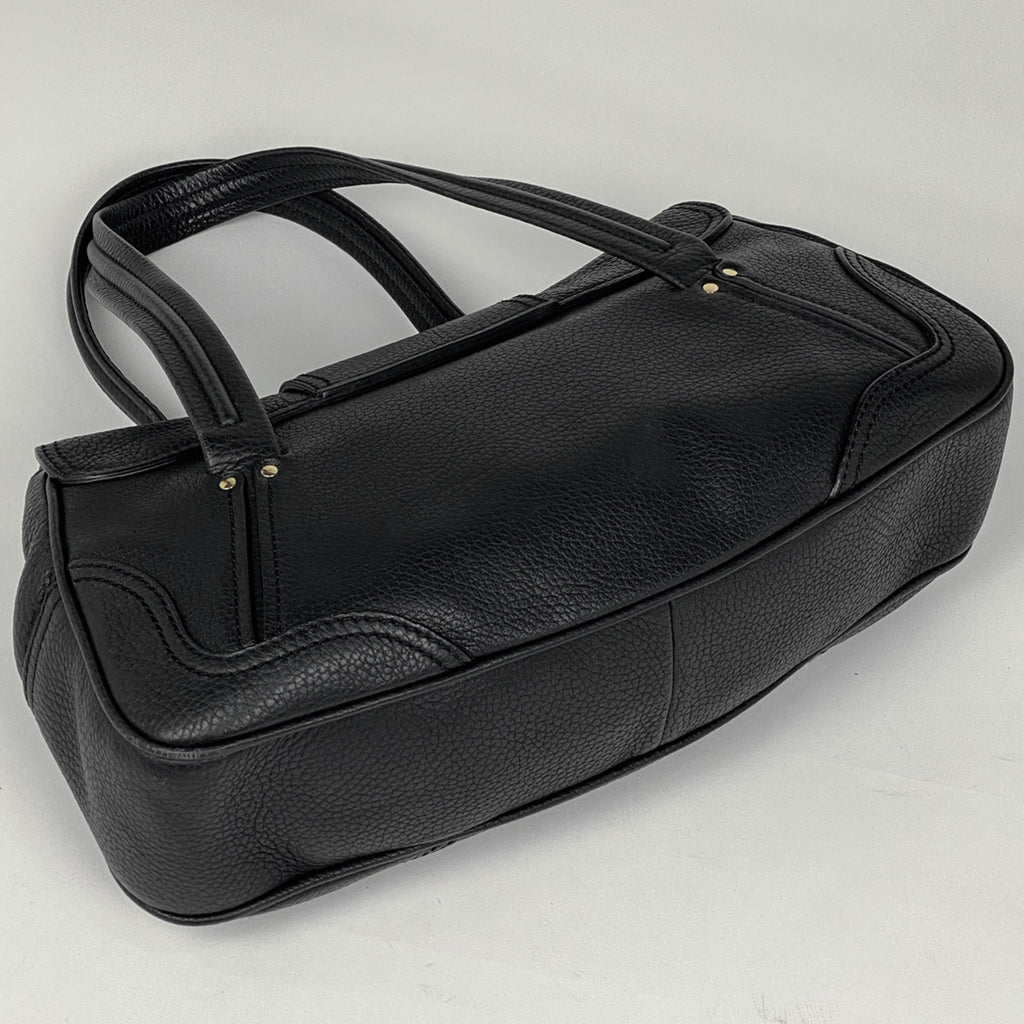 セリーヌ ロゴ ハンドバッグ レザー ブラック レディース 【中古】