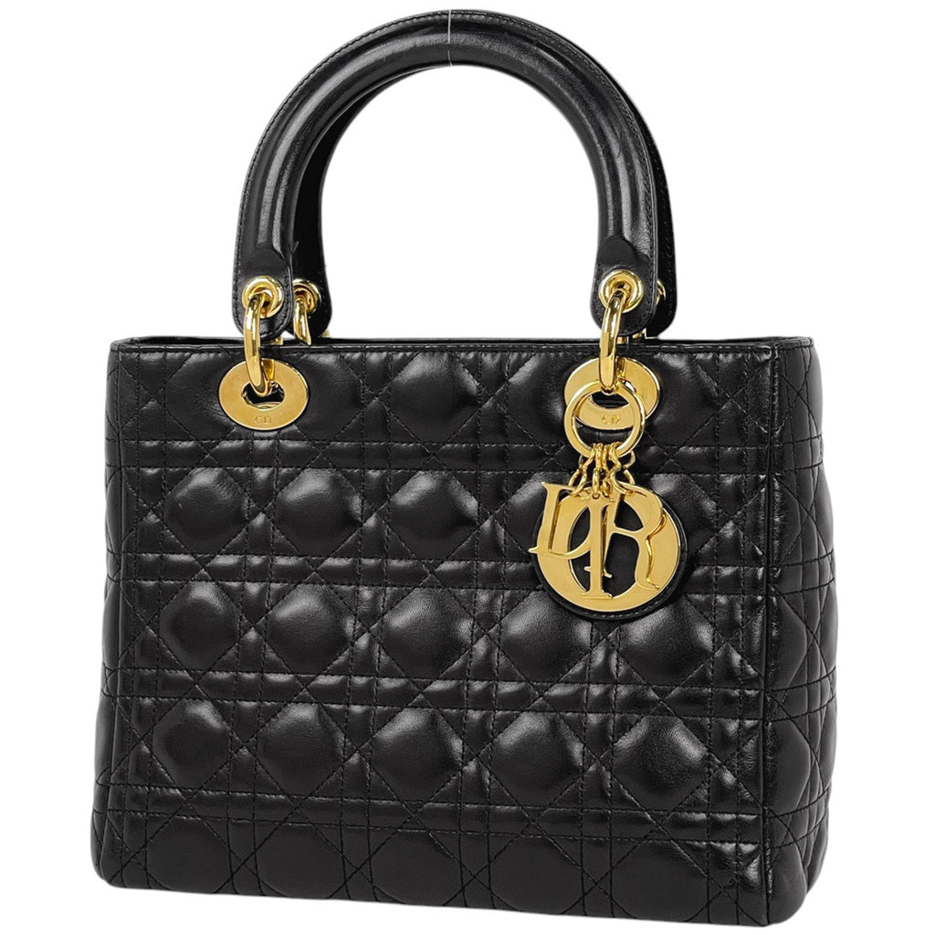 クリスチャンディオール レディディオール カナージュ ハンドバッグ レザー ブラック レディース 【中古】brbag