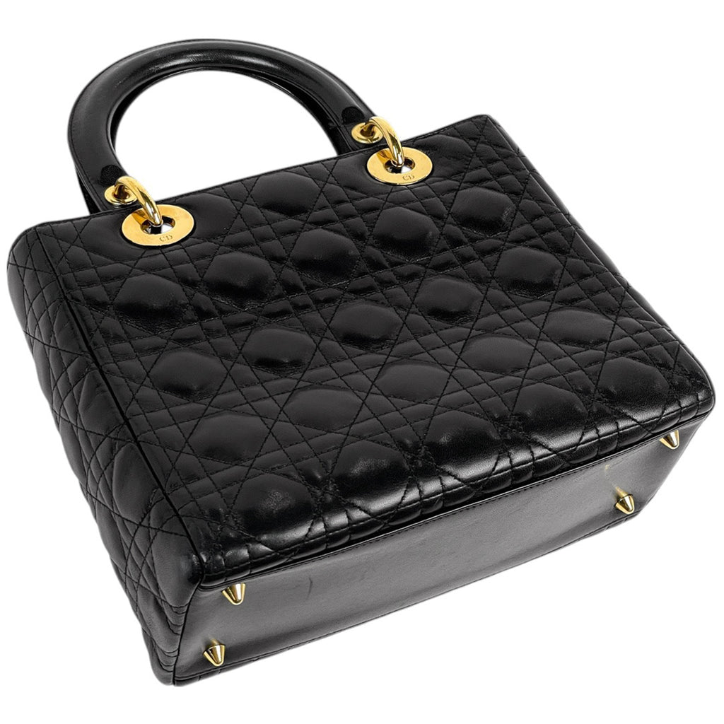 クリスチャンディオール レディディオール カナージュ ハンドバッグ レザー ブラック レディース 【中古】brbag