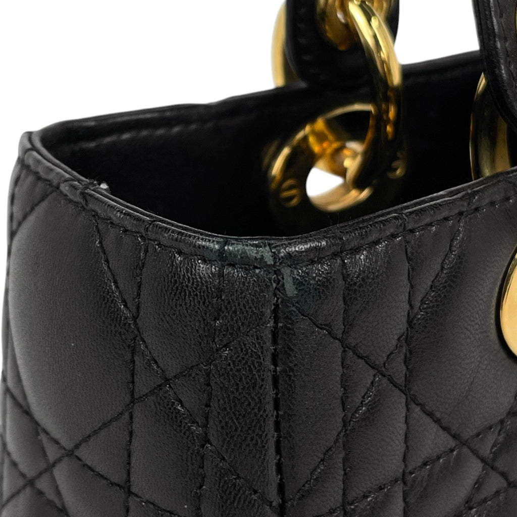 クリスチャンディオール レディディオール カナージュ ハンドバッグ レザー ブラック レディース 【中古】brbag