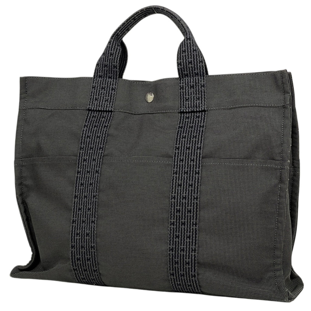 エルメス エールライン トート MM ハンドバッグ トートバッグ ナイロンキャンバス グレー ブラック レディース 【中古】brbag