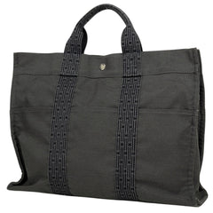 エルメス エールライン トート MM ハンドバッグ トートバッグ ナイロンキャンバス グレー ブラック レディース 【中古】brbag