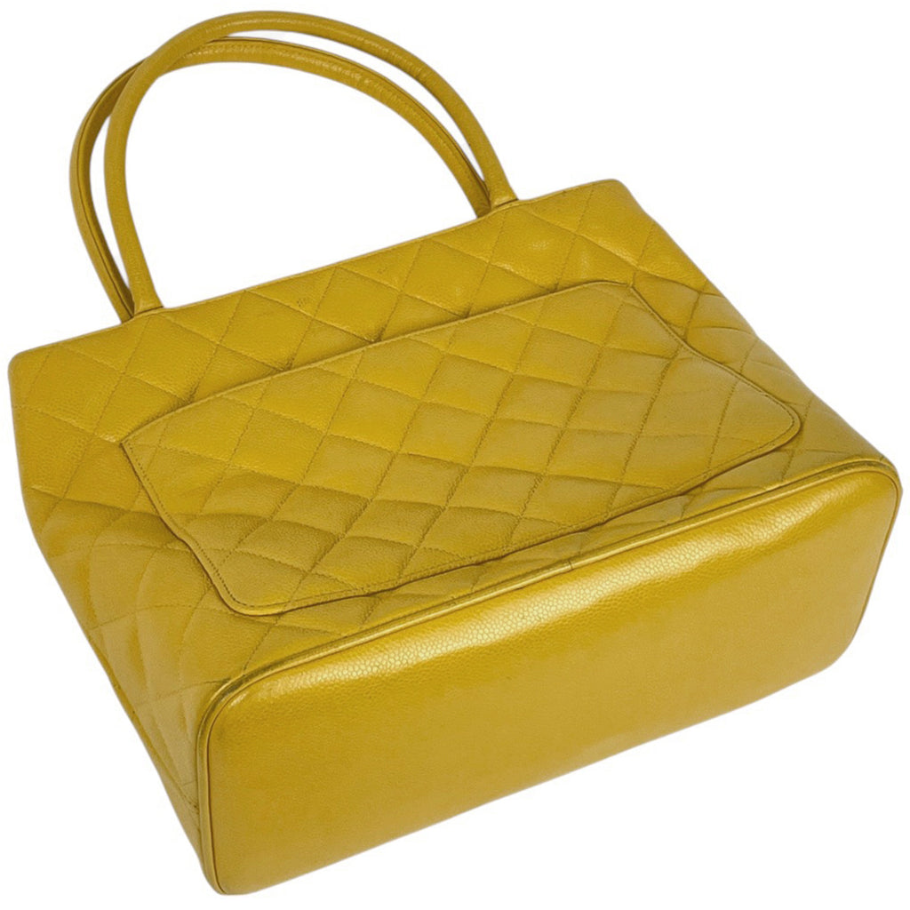 シャネル 復刻トート ハンドバッグ ココマーク トートバッグ キャビアスキン イエロー A01804 レディース 【中古】 brbag