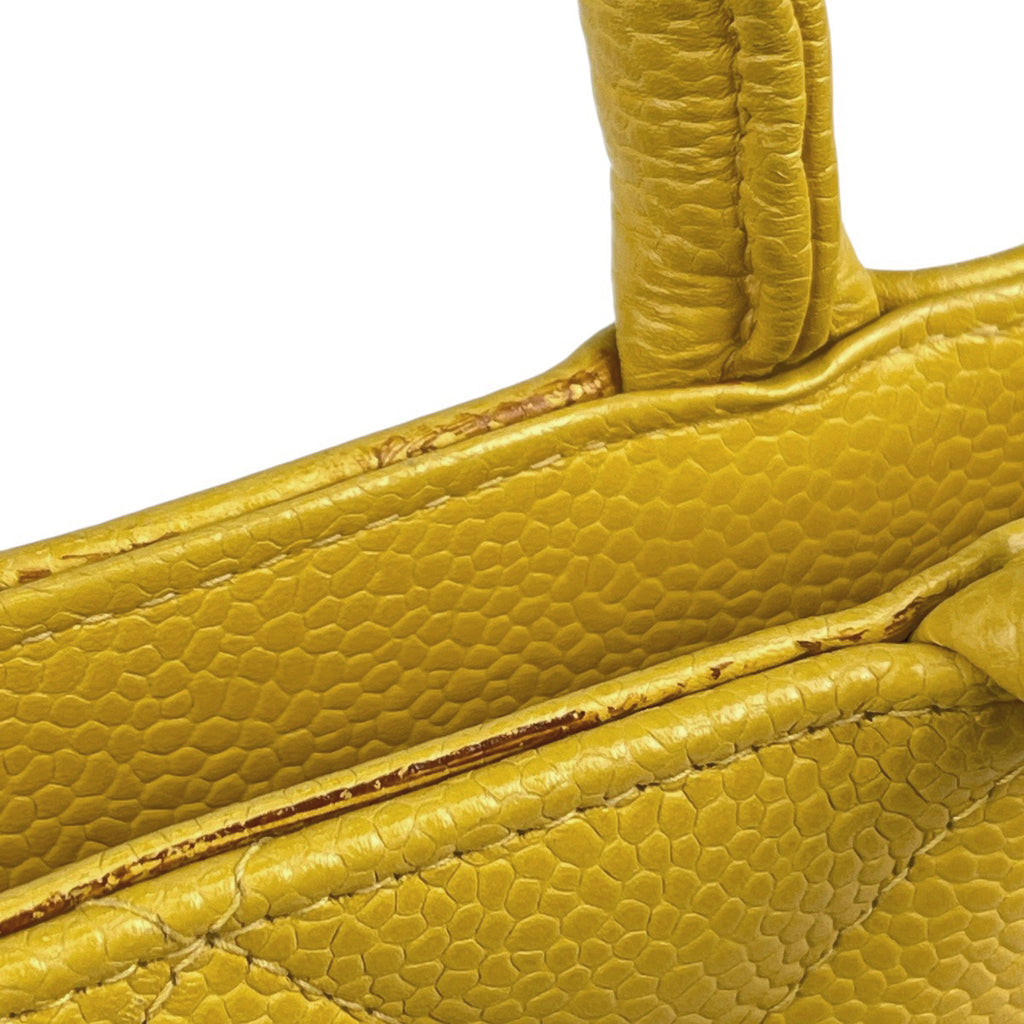 シャネル 復刻トート ハンドバッグ ココマーク トートバッグ キャビアスキン イエロー A01804 レディース 【中古】 brbag