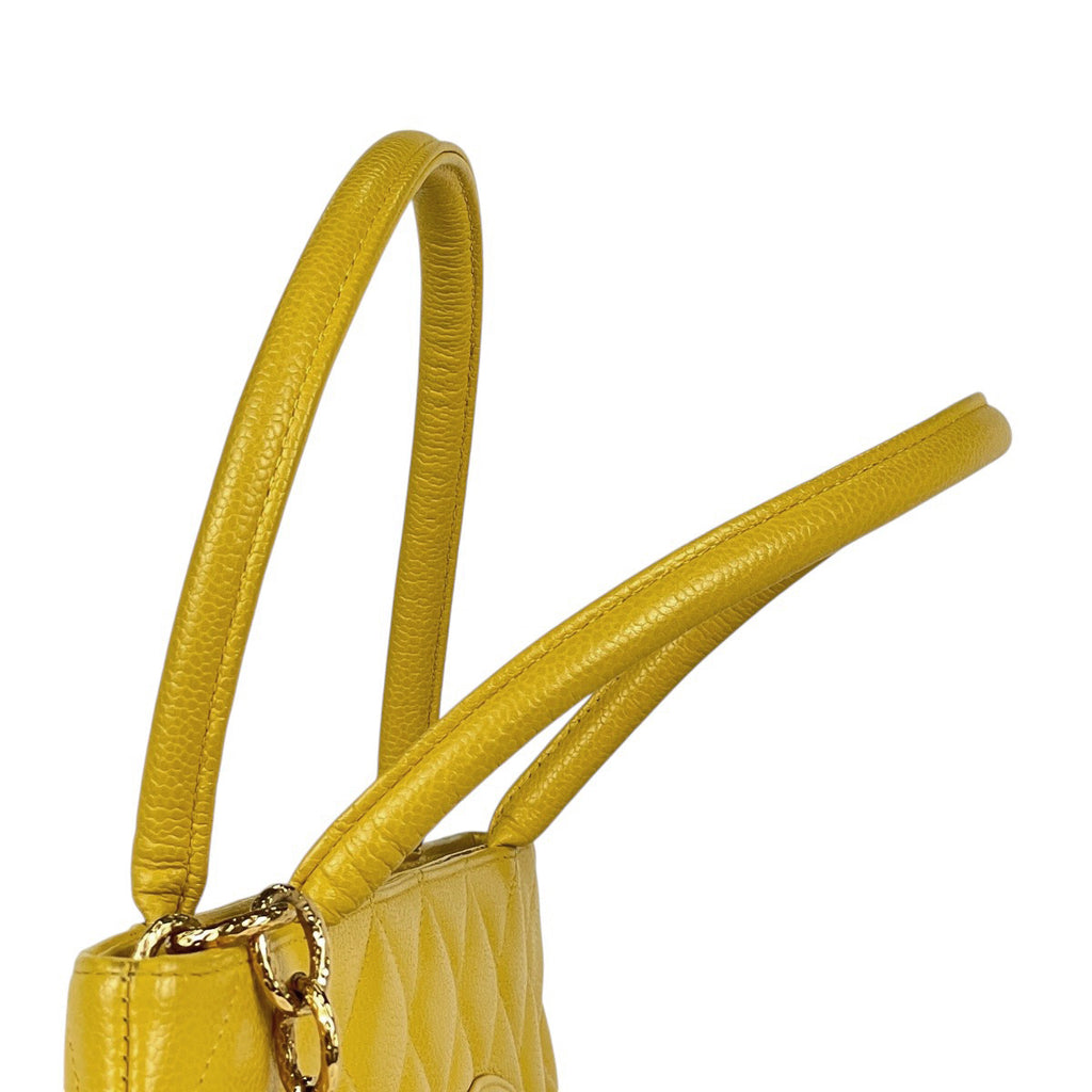 シャネル 復刻トート ハンドバッグ ココマーク トートバッグ キャビアスキン イエロー A01804 レディース 【中古】 brbag