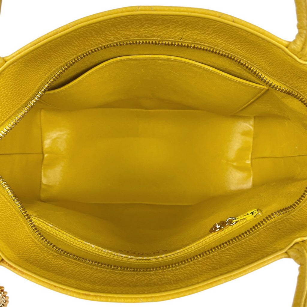シャネル 復刻トート ハンドバッグ ココマーク トートバッグ キャビアスキン イエロー A01804 レディース 【中古】 brbag