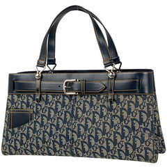 クリスチャンディオール トロッター柄 トートバック ハンドバッグ トートバッグ キャンバス ネイビー レディース 【中古】brbag