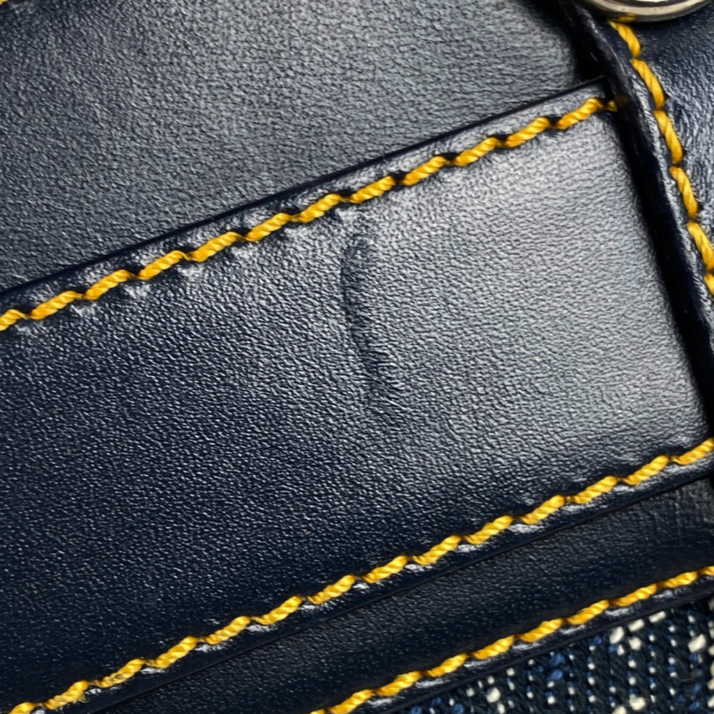 クリスチャンディオール トロッター柄 トートバック ハンドバッグ トートバッグ キャンバス ネイビー レディース 【中古】brbag