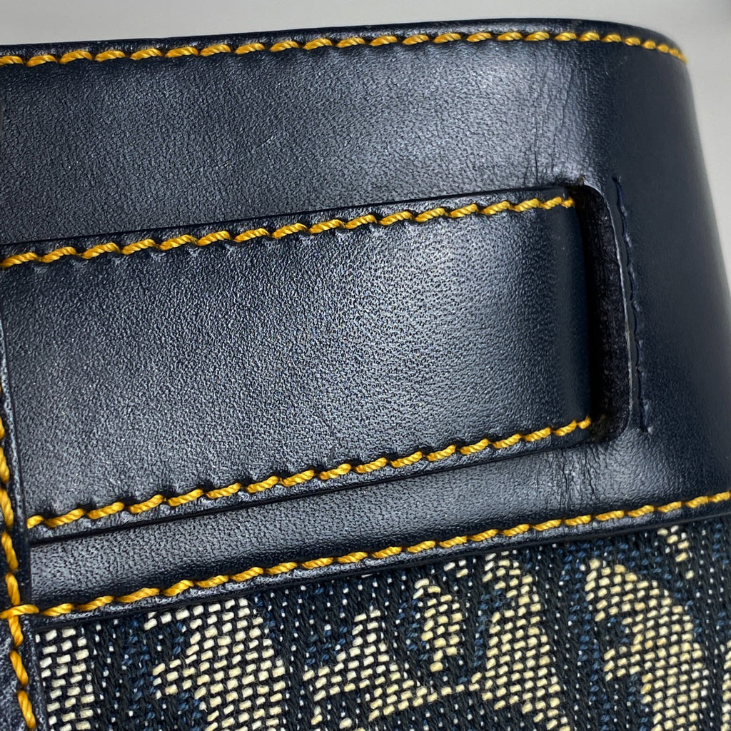クリスチャンディオール トロッター柄 トートバック ハンドバッグ トートバッグ キャンバス ネイビー レディース 【中古】brbag