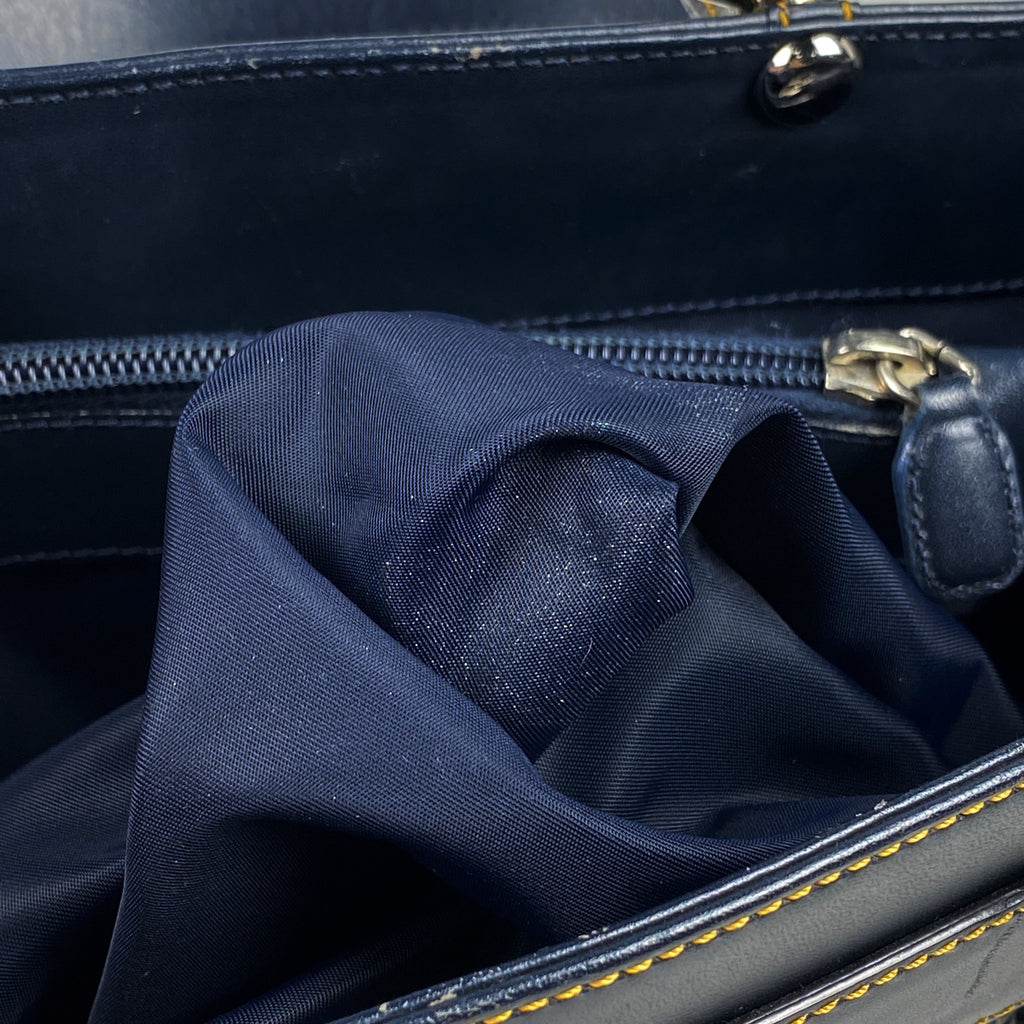 クリスチャンディオール トロッター柄 トートバック ハンドバッグ トートバッグ キャンバス ネイビー レディース 【中古】brbag