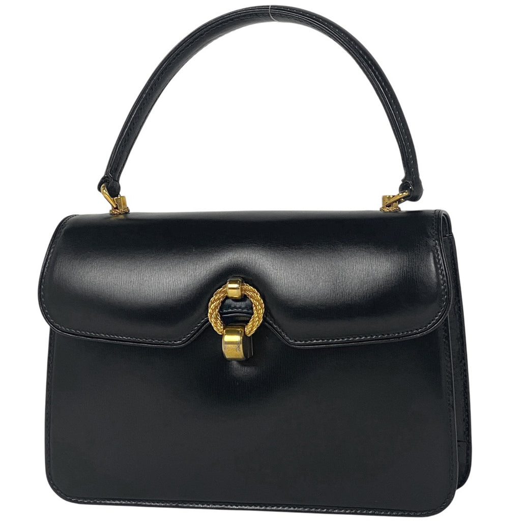 グッチ デザイン ハンドバッグ オールドグッチ ハンドバッグ レザー ブラック レディース 【中古】brbag
