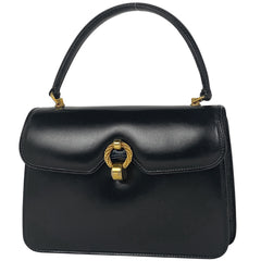 グッチ デザイン ハンドバッグ オールドグッチ ハンドバッグ レザー ブラック レディース 【中古】brbag