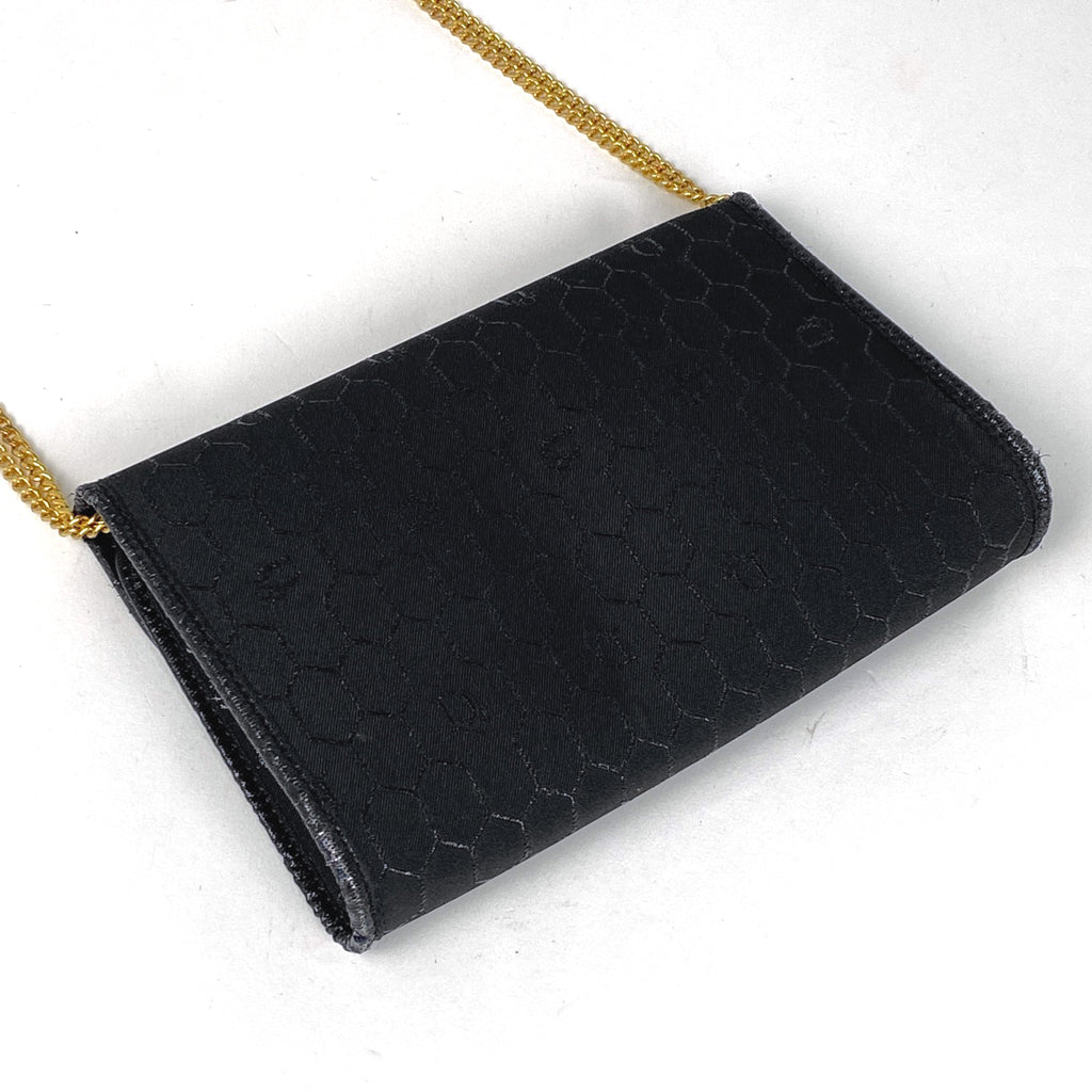 クリスチャンディオール ハニカム柄 チェーン ショルダーバッグ 2WAY クラッチバッグ ショルダーバッグ キャンバス ブラック レディース 【中古】brbag