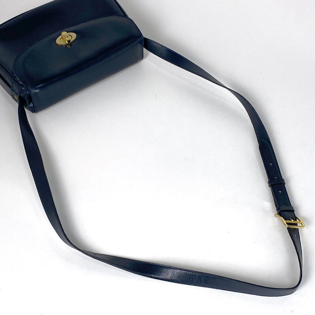 セリーヌ ブラゾン ショルダーバッグ ターンロック ショルダーバッグ レザー ネイビー レディース 【中古】brbag