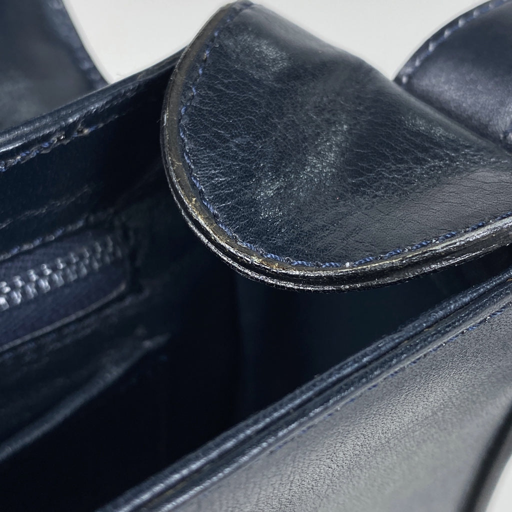 セリーヌ ブラゾン ショルダーバッグ ターンロック ショルダーバッグ レザー ネイビー レディース 【中古】brbag