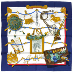 エルメス カレ 90 Memoire d'Hermes エルメスの思い出 スカーフ シルク ブルー マルチカラー レディース 【中古】brbag