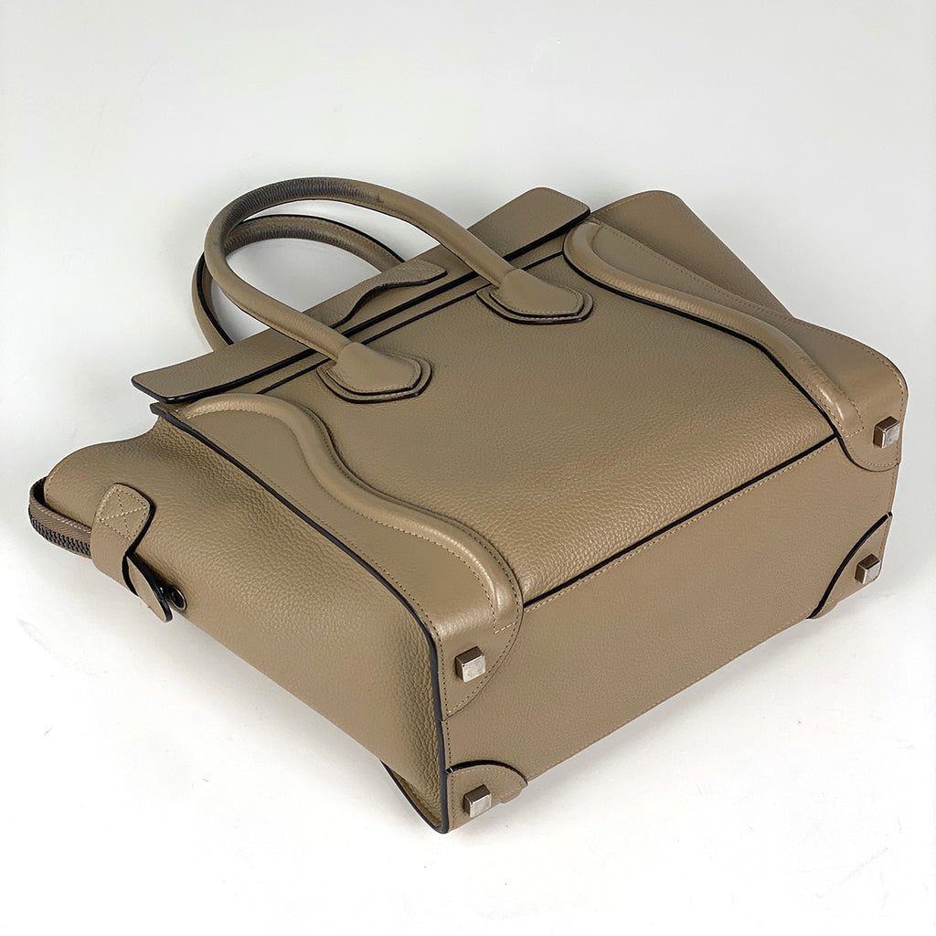 セリーヌ ラゲージ マイクロショッパー トートバッグ ハンドバッグ レザー ベージュ レディース 【中古】brbag