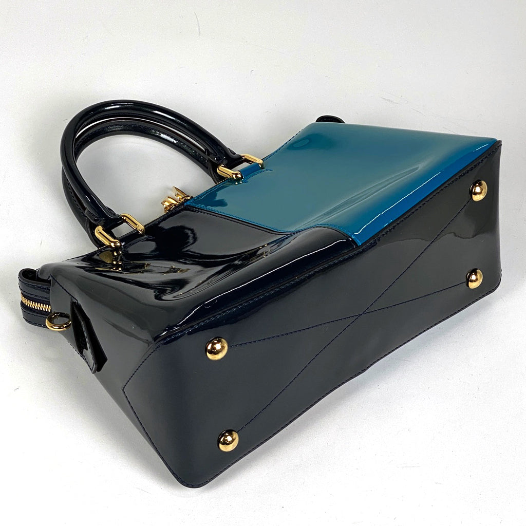 ルイ・ヴィトン トート ミロワール 2WAY ショルダーバッグ エナメル ハンドバッグ ヴェルニ ブルーマリーヌ M54642 レディース 【中古】brbag