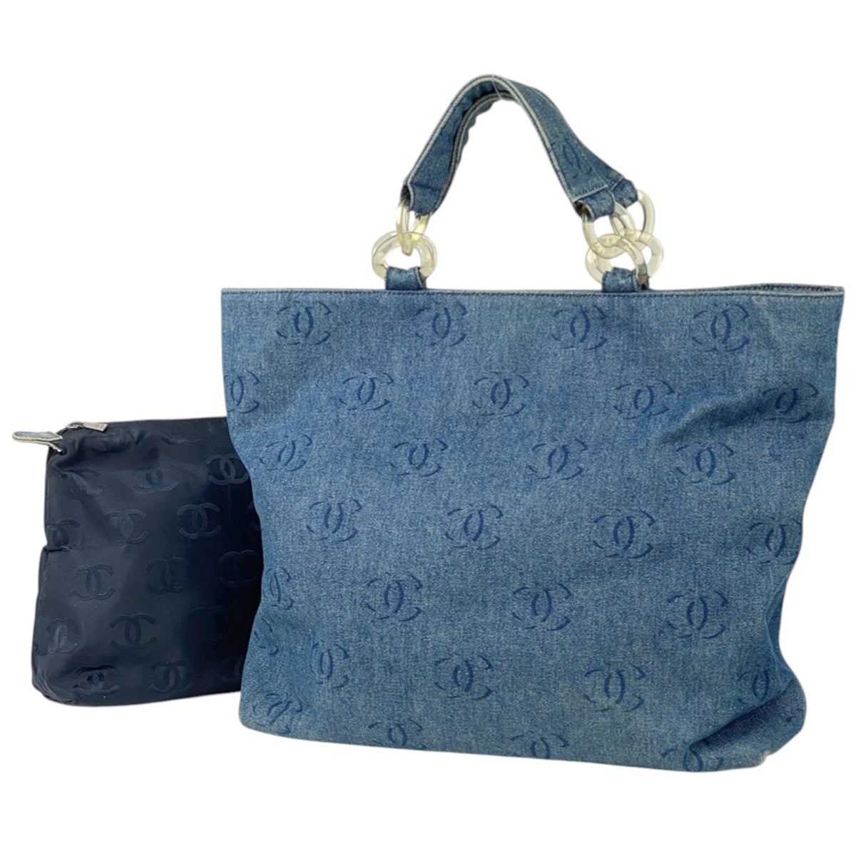 極 美品 シャネル ココマーク デニム チェーン トートバッグ CHANEL - 良品 CHANEL シャネル ココマーク デニム べっ甲