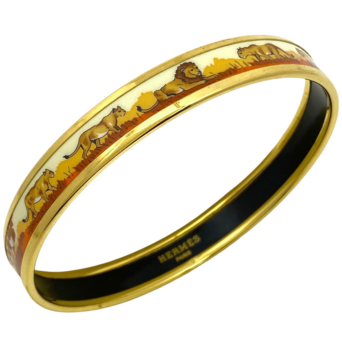 バイセル公式】エルメス エマイユ PM 腕輪 七宝焼き ライオン柄