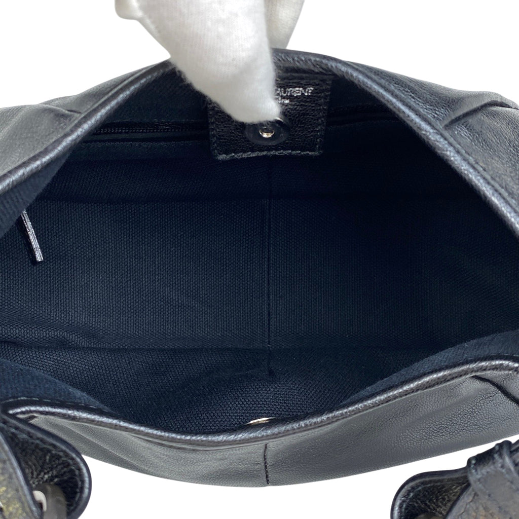 イヴ・サンローラン ロゴ ハンドバッグ ショルダーバッグ ハンドバッグ レザー ブラック 116053 レディース 【中古】brbag
