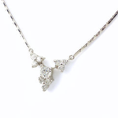 フラワーモチーフ デザインネックレス プラチナ ペンダント メレダイヤ 花 ネックレス Pt900 Pt850 ダイヤモンド レディース 【中古】nbjwl