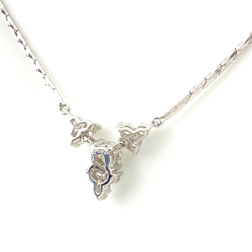 フラワーモチーフ デザインネックレス プラチナ ペンダント メレダイヤ 花 ネックレス Pt900 Pt850 ダイヤモンド レディース 【中古】nbjwl