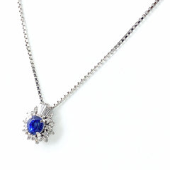 サファイア デザインネックレス プラチナ ペンダント メレダイヤ ダイヤモンド ネックレス Pt900 Pt850 サファイア レディース 【中古】nbjwl
