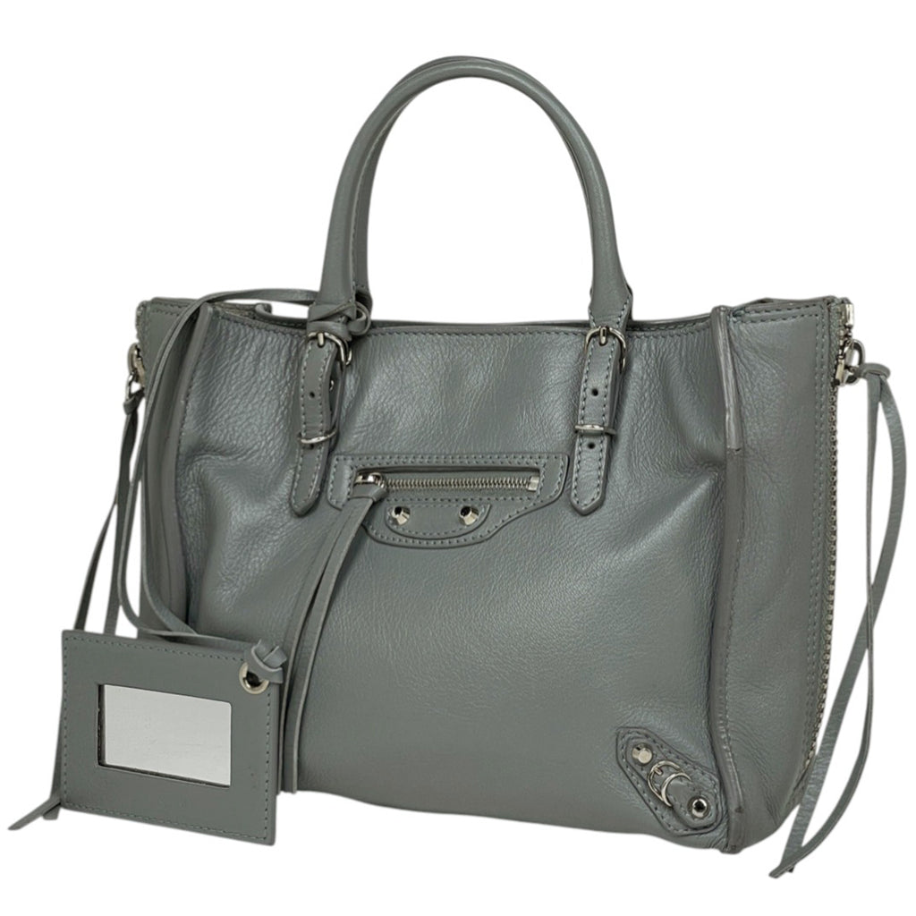 バレンシアガ ペーパー ミニ ハンドバッグ 2WAY ショルダーバッグ トートバッグ ハンドバッグ レザー グレー 357333 レディース 【中古】brbag