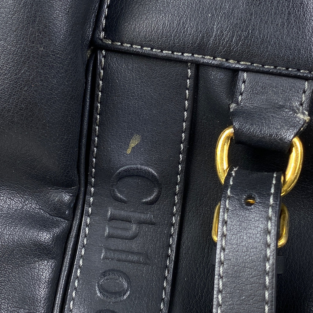 クロエ ロゴ トートバッグ ショルダーバッグ 肩掛け トートバッグ レザー ブラック レディース 【中古】brbag