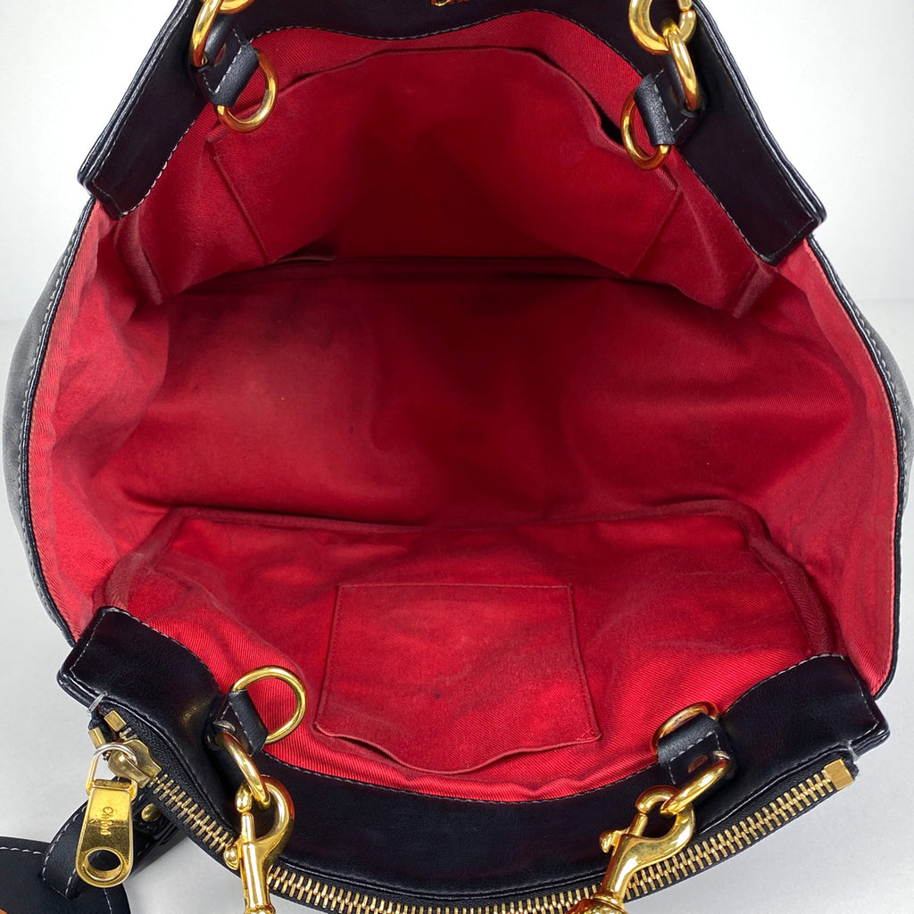 クロエ ロゴ トートバッグ ショルダーバッグ 肩掛け トートバッグ レザー ブラック レディース 【中古】brbag