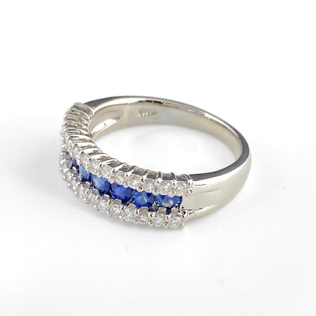 サファイア デザインリング プラチナ 指輪 メレダイヤ リング 11号 Pt900 サファイア ダイヤモンド レディース 【中古】nbjwl