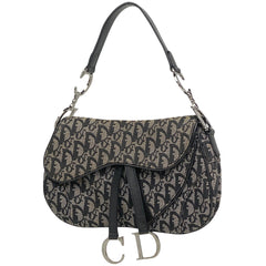 クリスチャンディオール トロッター柄 サドルバッグ ハンドバッグ ワンショルダー ショルダーバッグ キャンバス ブラック レディース 【中古】brbag