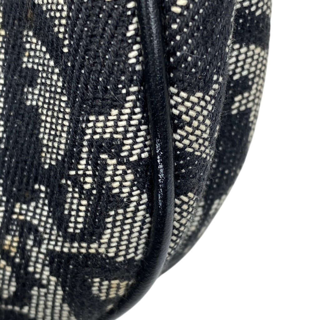 クリスチャンディオール トロッター柄 サドルバッグ ハンドバッグ ワンショルダー ショルダーバッグ キャンバス ブラック レディース 【中古】brbag