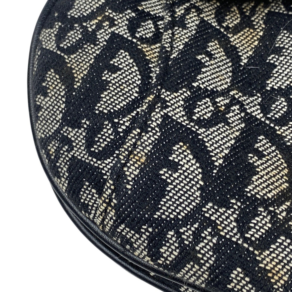 クリスチャンディオール トロッター柄 サドルバッグ ハンドバッグ ワンショルダー ショルダーバッグ キャンバス ブラック レディース 【中古】brbag