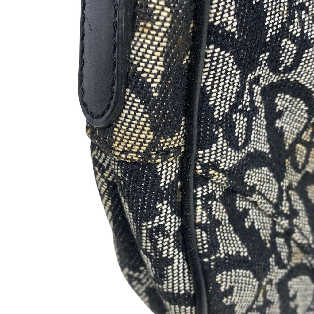 クリスチャンディオール トロッター柄 サドルバッグ ハンドバッグ ワンショルダー ショルダーバッグ キャンバス ブラック レディース 【中古】brbag