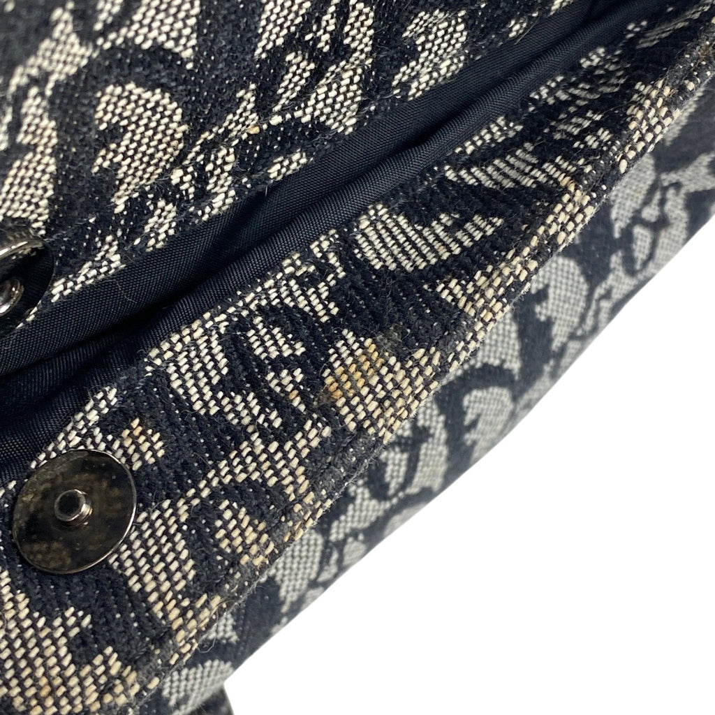 クリスチャンディオール トロッター柄 サドルバッグ ハンドバッグ ワンショルダー ショルダーバッグ キャンバス ブラック レディース 【中古】brbag