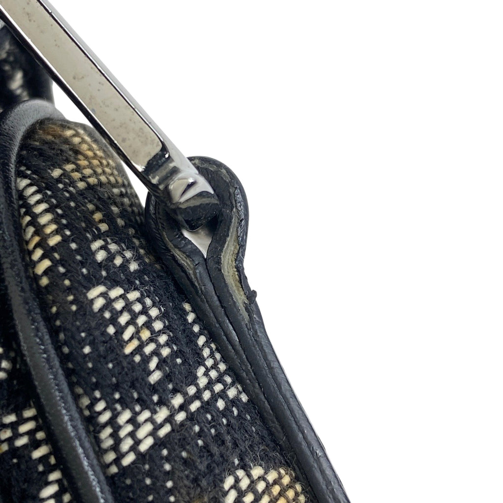 クリスチャンディオール トロッター柄 サドルバッグ ハンドバッグ ワンショルダー ショルダーバッグ キャンバス ブラック レディース 【中古】brbag